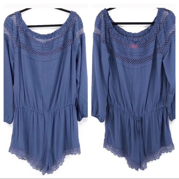 Chelsea & Violet 100% Rayon Navy Short Romper size M - Picture 11 of 12